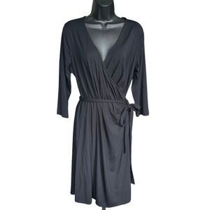 Talbots Faux Wrap Dress‎ Sz Large Petite Black Little Black Dress Capsule Closet